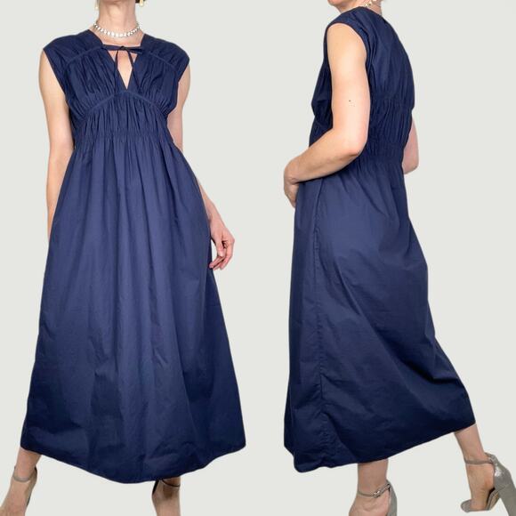 ba&sh marana lady dress marine navy blue maxi midi cotton sundress long XS - Picture 3 of 14